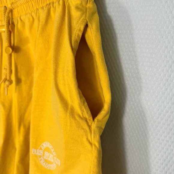 Vintage Yellow Paris Sport Club Casual Drawstring Shorts - Picture 4 of 7